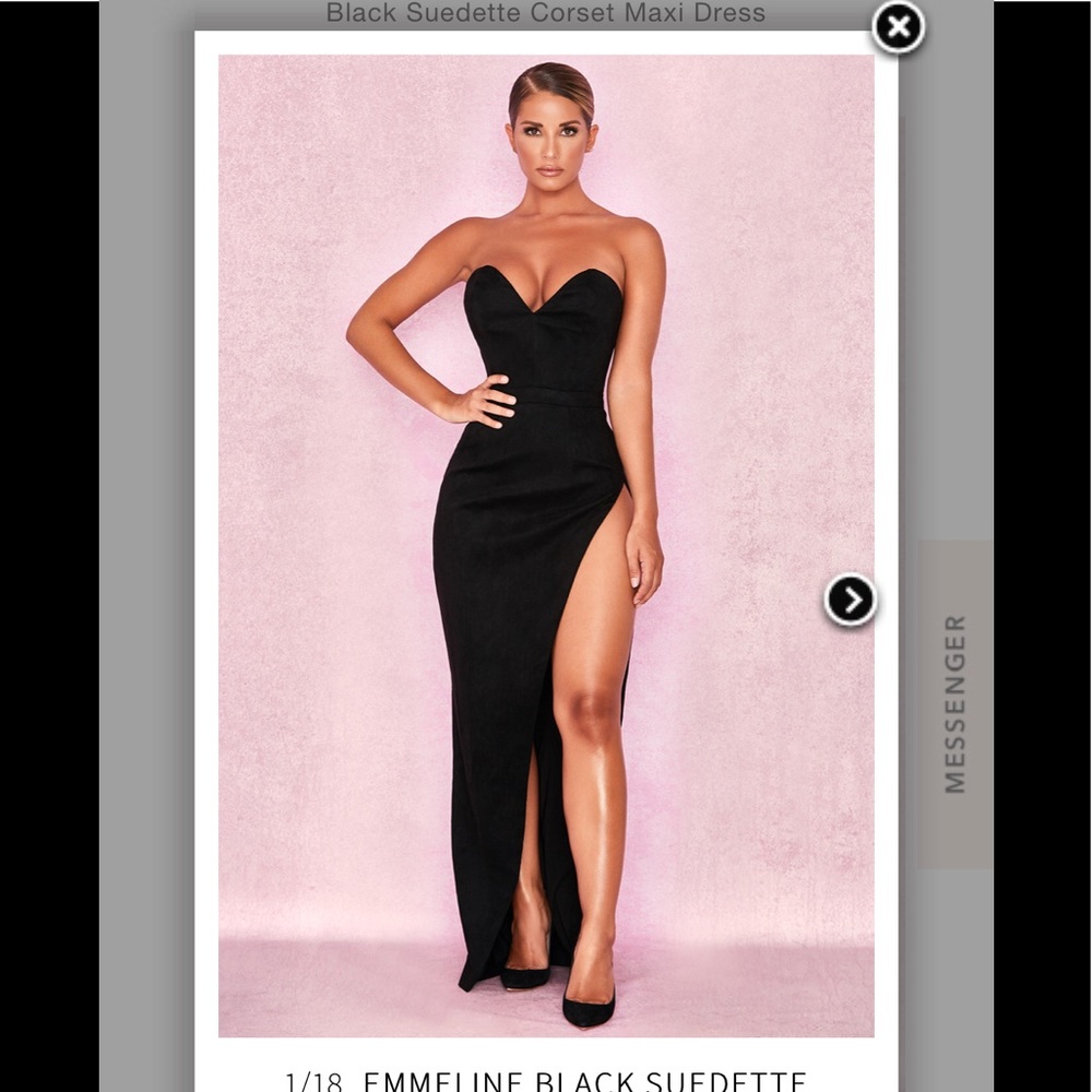 'EMMELINE' Black Suedette Corset Maxi Dress